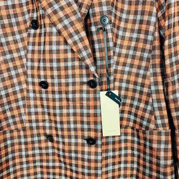 #3 SUISTUDIO | NWT Joss Check Double Breasted Wool & Silk Long Jacket Size 10 - Picture 6 of 14